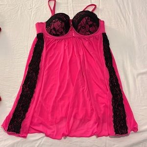 Pink and black babydoll
